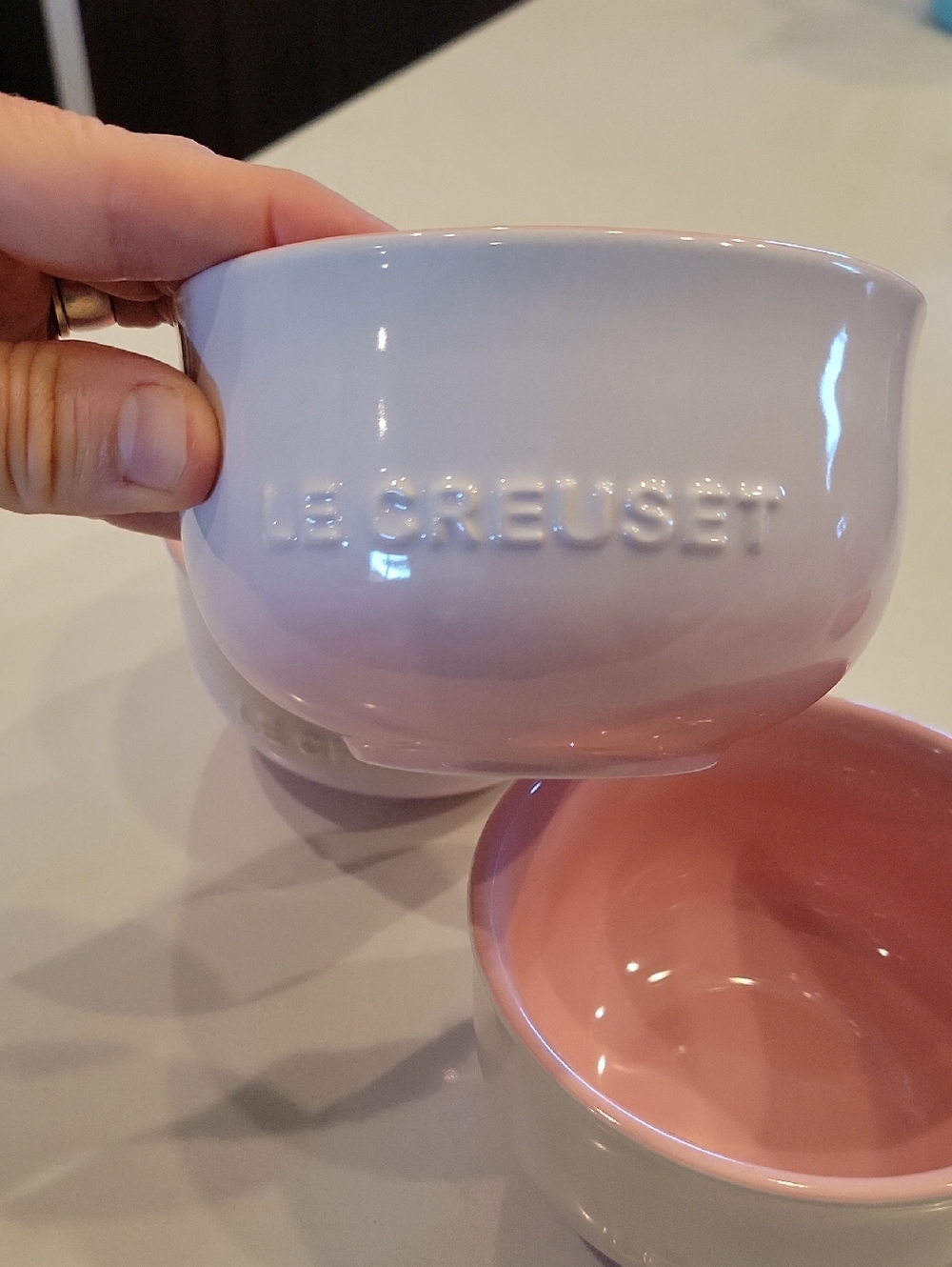 Set Of 3 Le Creuset Ombre Chiffon Pink And White Bowls